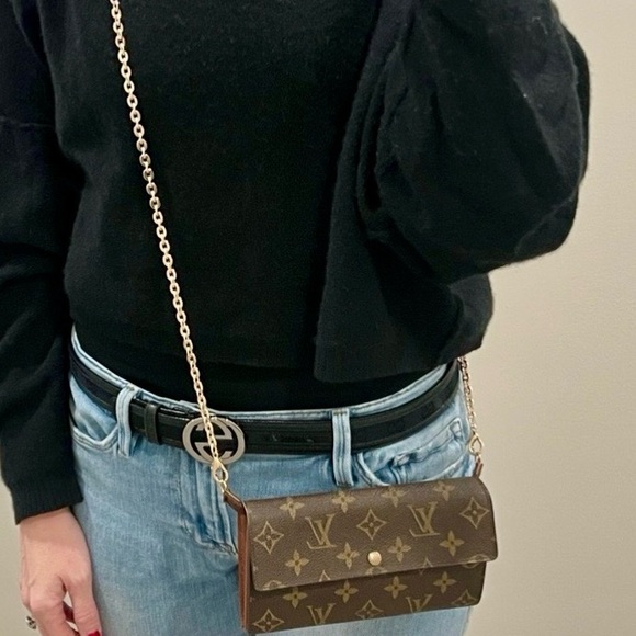 Louis Vuitton Monogram Sarah Wallet with Crossbody WOC Chain & Insert Included - Picture 5 of 16